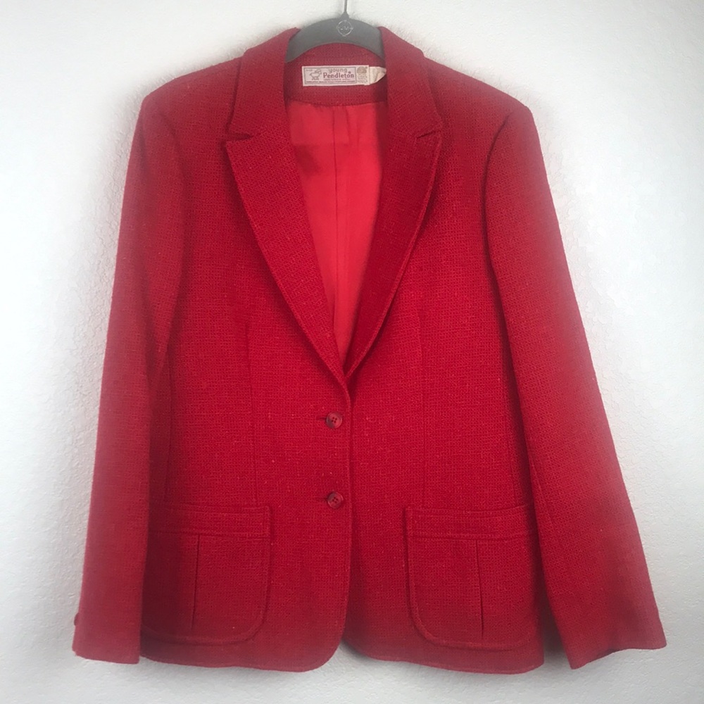 Young Pendleton Red Blazer Vintage Wool Size 11